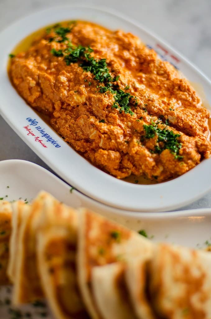 Tirokafteri with warm pita